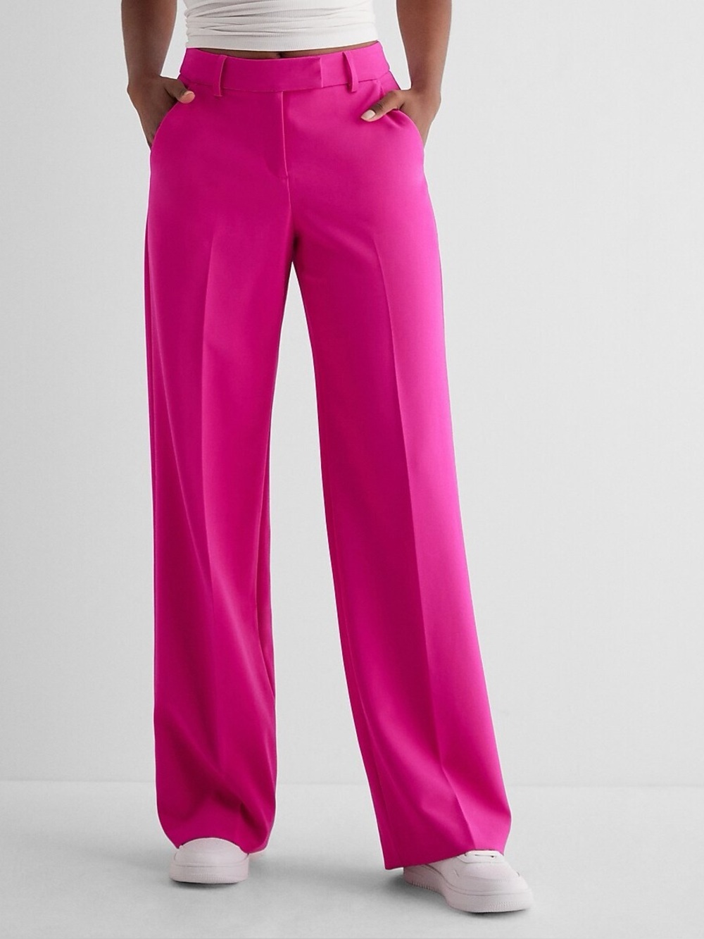 Express Editor Relaxed Wide-Leg Trouser Hot Pink Size 8